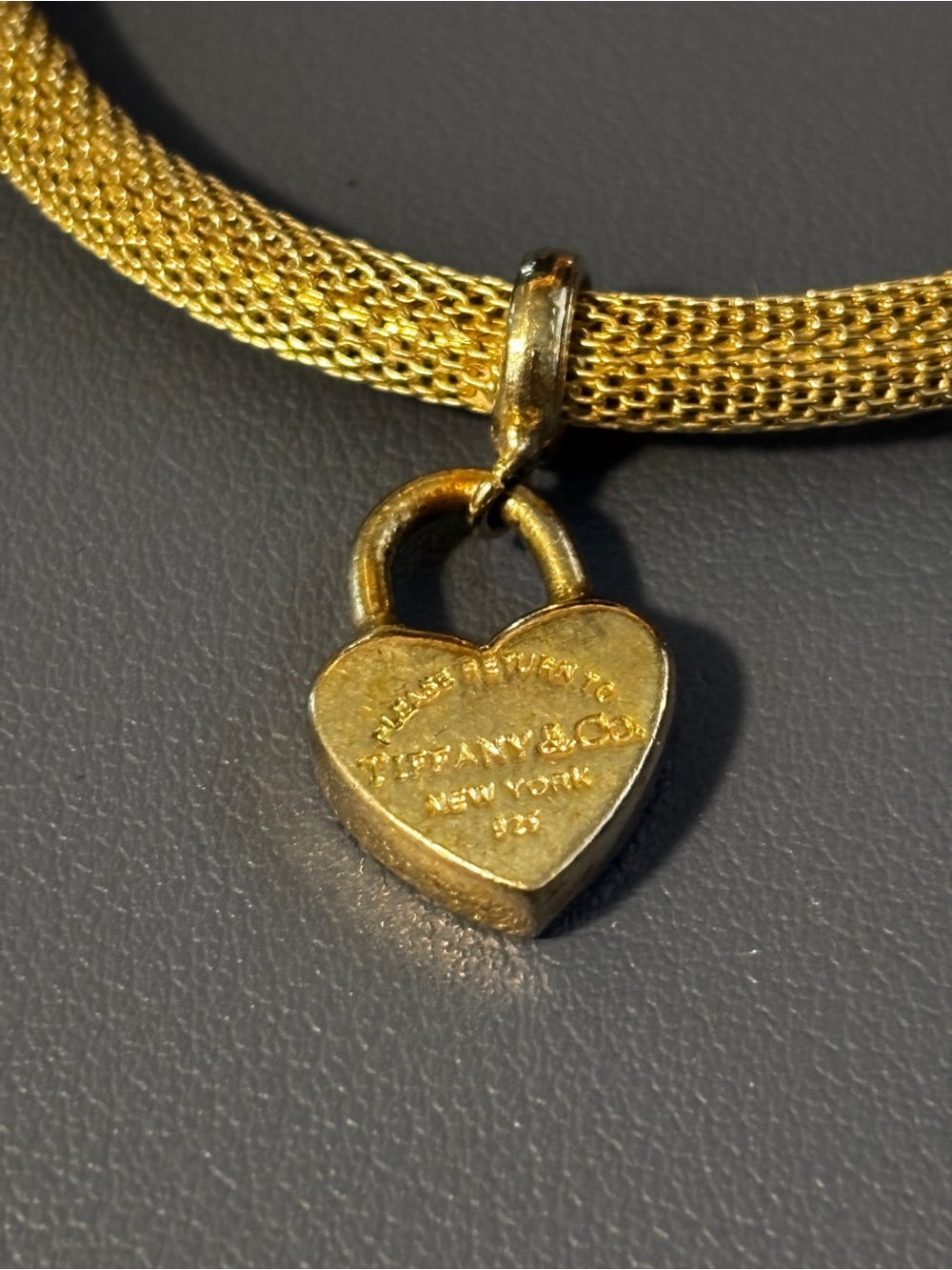 Tiffany & Co - Silver Heart Padlock Mesh Cuff Bracelet - Picture 6 of 10